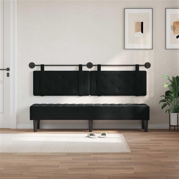 Grote foto vidaxl hangend hoofdeinde wandgemonteerd zwart 170 x 55 x 5 cm fluweel antiek en kunst stoelen en banken