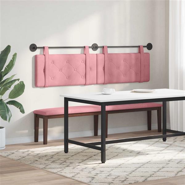 Grote foto vidaxl hangend hoofdeinde wandgemonteerd roze 170 x 55 x 5 cm fluweel antiek en kunst stoelen en banken
