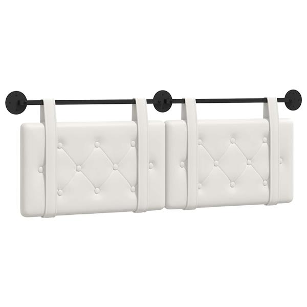 Grote foto vidaxl hangend hoofdeinde wandgemonteerd wit 150 x 55 x 5 cm nep leer antiek en kunst stoelen en banken