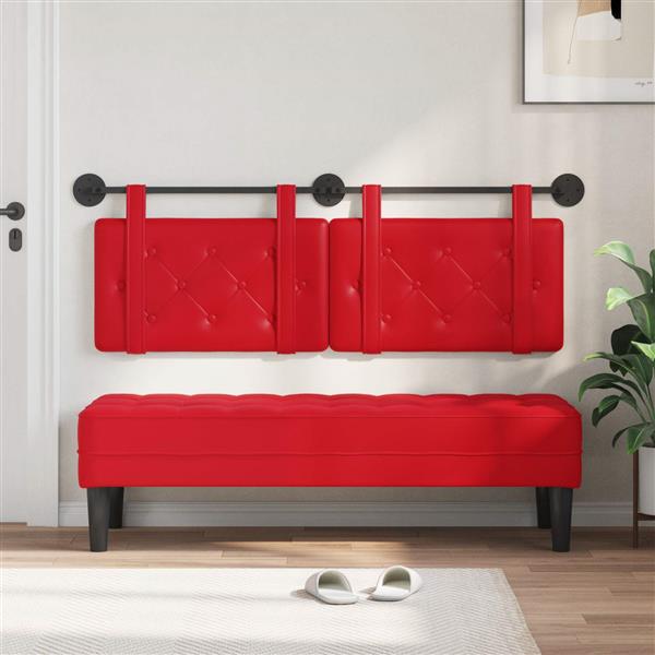 Grote foto vidaxl hangend hoofdeinde wandgemonteerd rood 150 x 55 x 5 cm nep leer antiek en kunst stoelen en banken