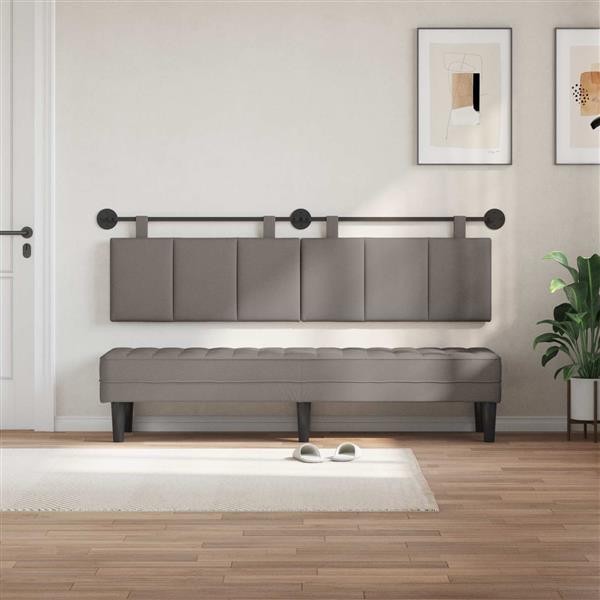 Grote foto vidaxl hangend hoofdeinde wandgemonteerd taupe 190 x 55 x 5 cm stof antiek en kunst stoelen en banken