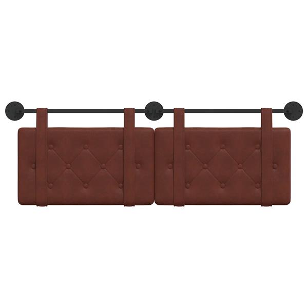 Grote foto vidaxl hangend hoofdeinde glanzend bruin 130 x 55 x 5 cm antiek pu antiek en kunst stoelen en banken