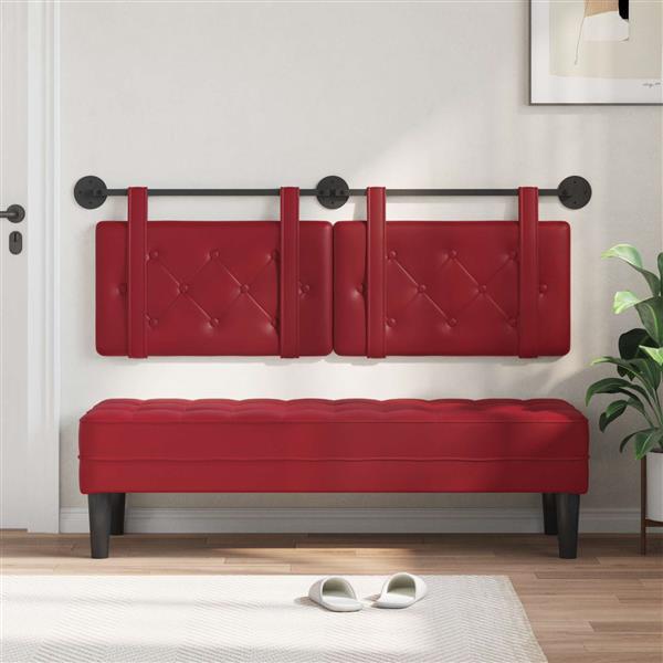 Grote foto vidaxl hangend hoofdeinde wijnrood 130 x 55 x 5 cm nep leer antiek en kunst stoelen en banken