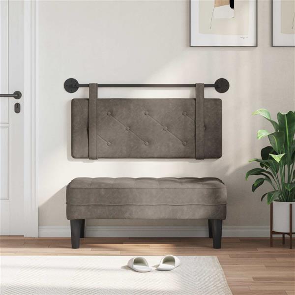 Grote foto vidaxl hangend hoofdeinde wandgemonteerd grijs 100 cm antiek pu antiek en kunst stoelen en banken