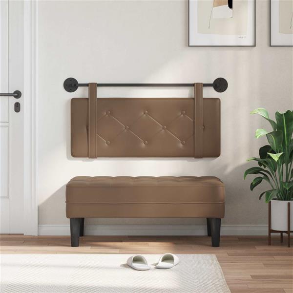 Grote foto vidaxl hangend hoofdeinde wandgemonteerd cappuccino 100 cm nep leer antiek en kunst stoelen en banken