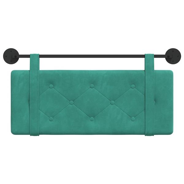 Grote foto vidaxl hangend hoofdeinde turquoise 110 x 55 x 5 cm fluweel antiek en kunst stoelen en banken