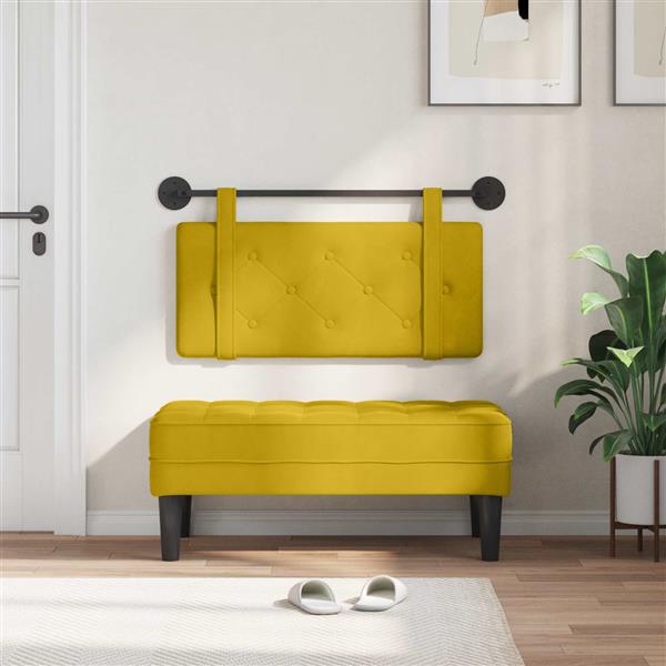 Grote foto vidaxl hangend hoofdeinde wandgemonteerd geel 100 x 55 x 5 cm fluweel antiek en kunst stoelen en banken