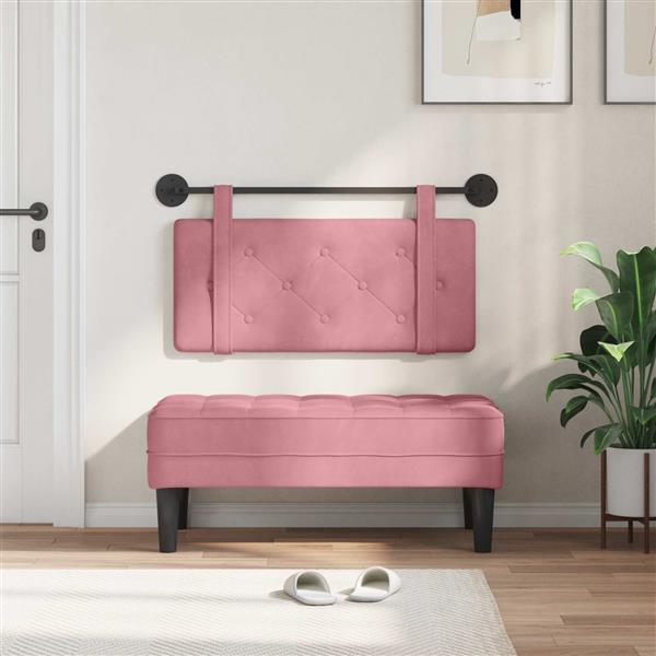 Grote foto vidaxl hangend hoofdeinde wandgemonteerd roze 100 x 55 x 5 cm fluweel antiek en kunst stoelen en banken