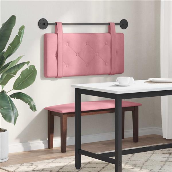 Grote foto vidaxl hangend hoofdeinde wandgemonteerd roze 100 x 55 x 5 cm fluweel antiek en kunst stoelen en banken