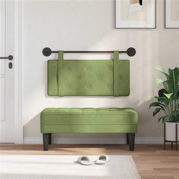 Grote foto vidaxl hangend hoofdeinde lichtgroen 100 x 55 x 5 cm fluweel antiek en kunst stoelen en banken
