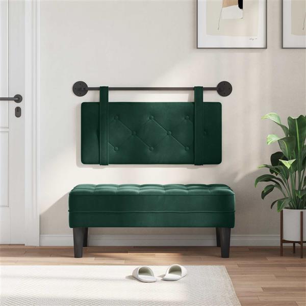 Grote foto vidaxl hangend hoofdeinde donkergroen 100 x 55 x 5 cm fluweel antiek en kunst stoelen en banken
