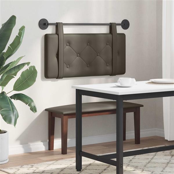 Grote foto vidaxl hangend hoofdeinde wandgemonteerd grijs 90 x 55 x 5 cm nep leer antiek en kunst stoelen en banken