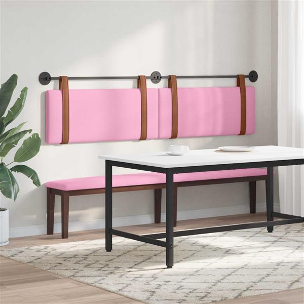 Grote foto vidaxl hangend hoofdeinde effen roze 210 x 55 x 5 cm antiek pu antiek en kunst stoelen en banken