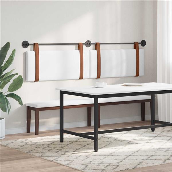 Grote foto vidaxl hangend hoofdeinde wandgemonteerd wit 210 x 55 x 5 cm antiek pu antiek en kunst stoelen en banken