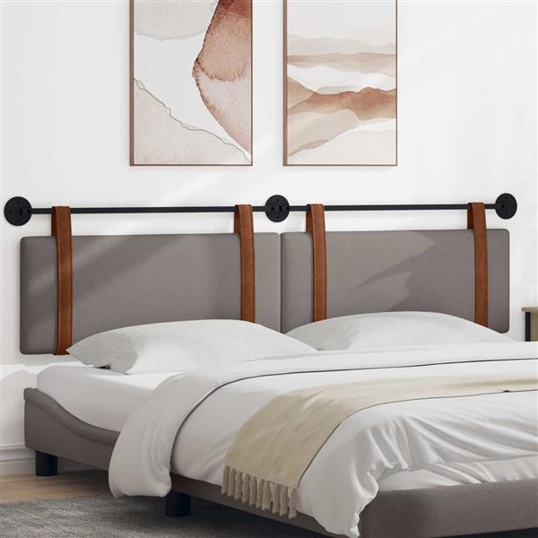 Grote foto vidaxl hangend hoofdeinde effen taupe 210 x 55 x 5 cm antiek pu antiek en kunst stoelen en banken