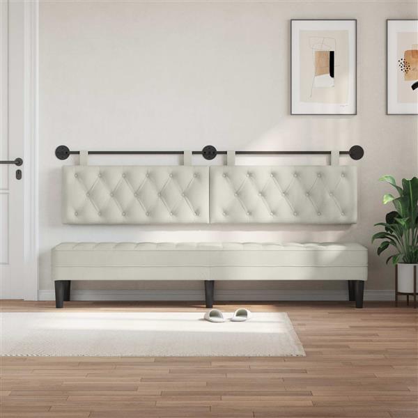 Grote foto vidaxl hangend hoofdeinde wandgemonteerd cr me 210 x 55 x 7 cm fluweel antiek en kunst stoelen en banken