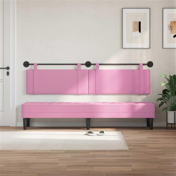 Grote foto vidaxl hangend hoofdeinde wandgemonteerd roze 210 x 55 x 5 cm stof antiek en kunst stoelen en banken