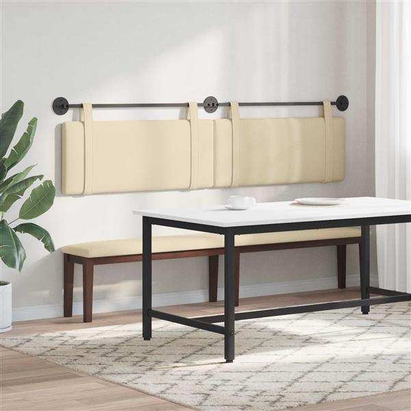 Grote foto vidaxl hangend hoofdeinde wandgemonteerd cr me 210 x 55 x 5 cm stof antiek en kunst stoelen en banken