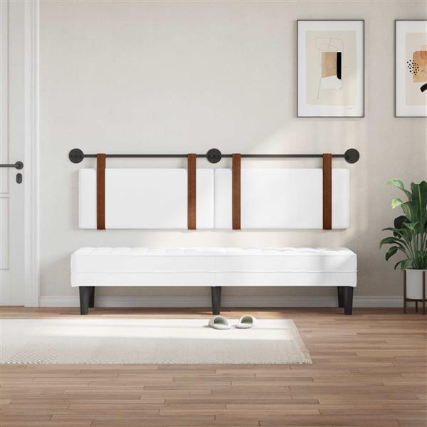 Grote foto vidaxl hangend hoofdeinde wandgemonteerd wit 170 x 55 x 5 cm antiek pu antiek en kunst stoelen en banken