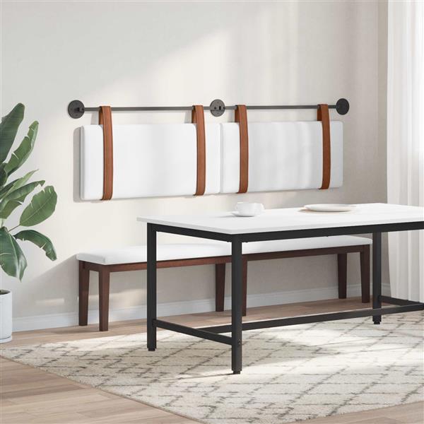 Grote foto vidaxl hangend hoofdeinde wandgemonteerd wit 170 x 55 x 5 cm antiek pu antiek en kunst stoelen en banken