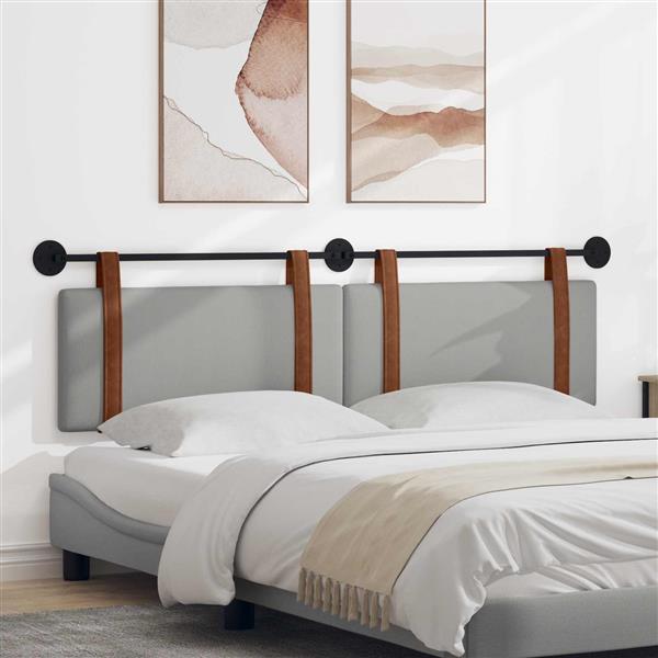 Grote foto vidaxl hangend hoofdeinde effen wolkengrijs 170 x 55 x 5 cm antiek pu antiek en kunst stoelen en banken