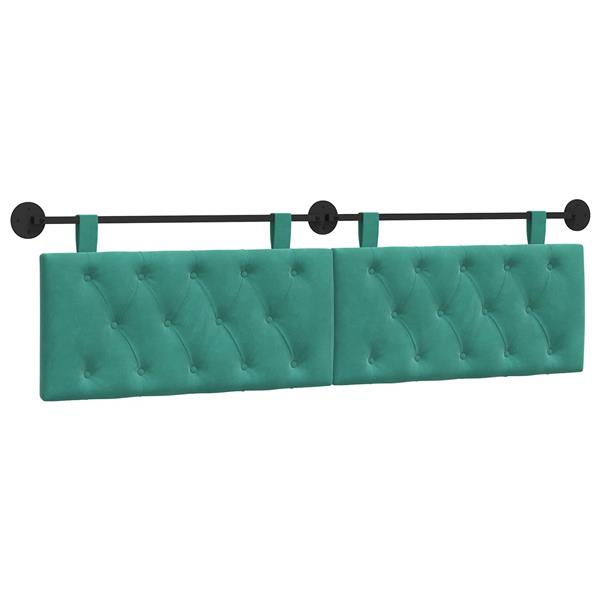 Grote foto vidaxl hangend hoofdeinde turquoise 190 x 55 x 7 cm fluweel antiek en kunst stoelen en banken