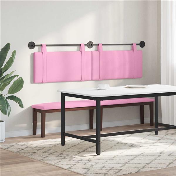 Grote foto vidaxl hangend hoofdeinde wandgemonteerd roze 170 x 55 x 5 cm stof antiek en kunst stoelen en banken