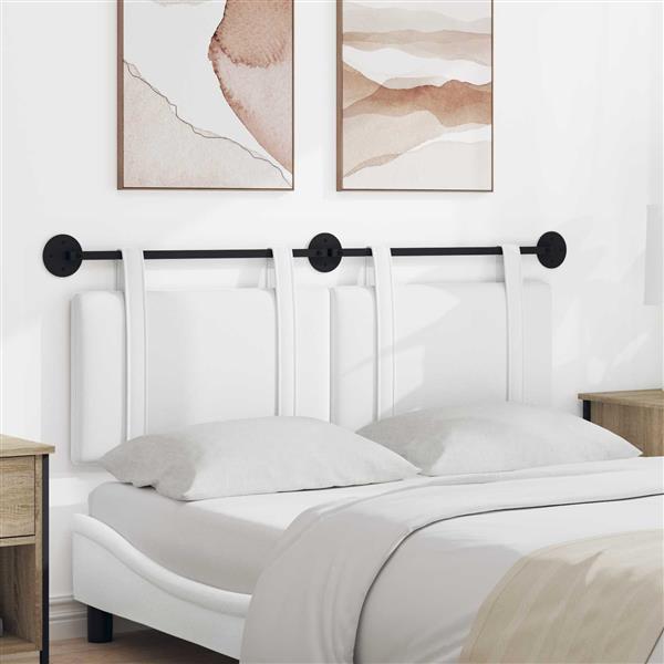 Grote foto vidaxl hangend hoofdeinde wandgemonteerd wit 150 x 55 x 5 cm stof antiek en kunst stoelen en banken