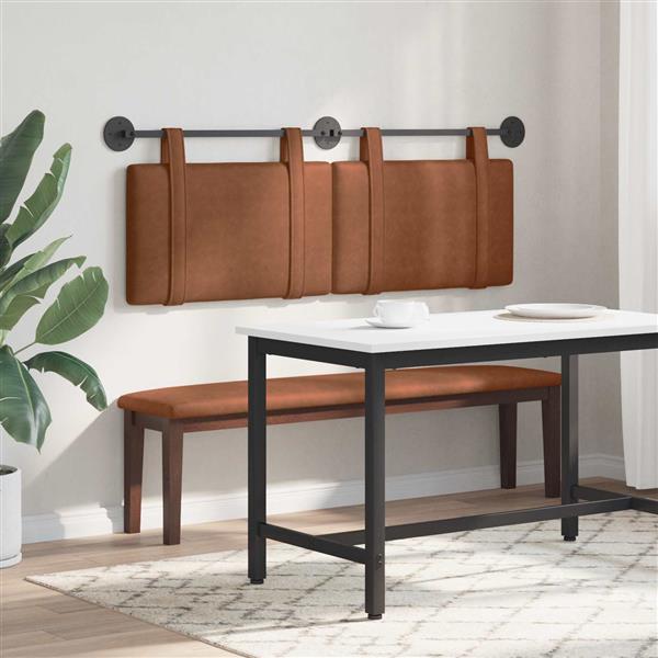 Grote foto vidaxl hangend hoofdeinde effen bruin 130 x 55 x 5 cm antiek pu antiek en kunst stoelen en banken