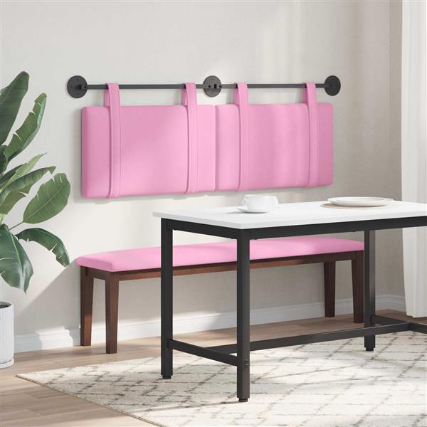 Grote foto vidaxl hangend hoofdeinde wandgemonteerd roze 130 x 55 x 5 cm stof antiek en kunst stoelen en banken