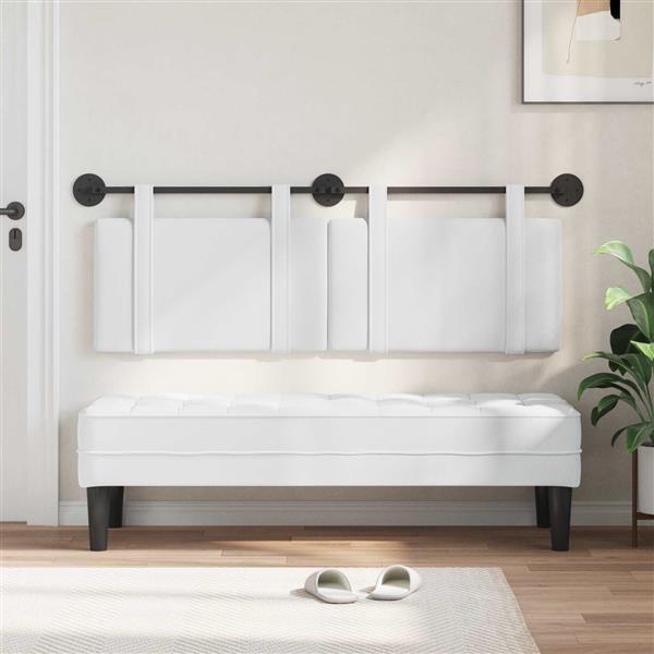 Grote foto vidaxl hangend hoofdeinde wandgemonteerd wit 130 x 55 x 5 cm stof antiek en kunst stoelen en banken
