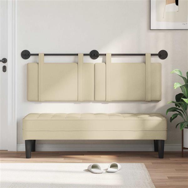 Grote foto vidaxl hangend hoofdeinde wandgemonteerd cr me 130 x 55 x 5 cm stof antiek en kunst stoelen en banken