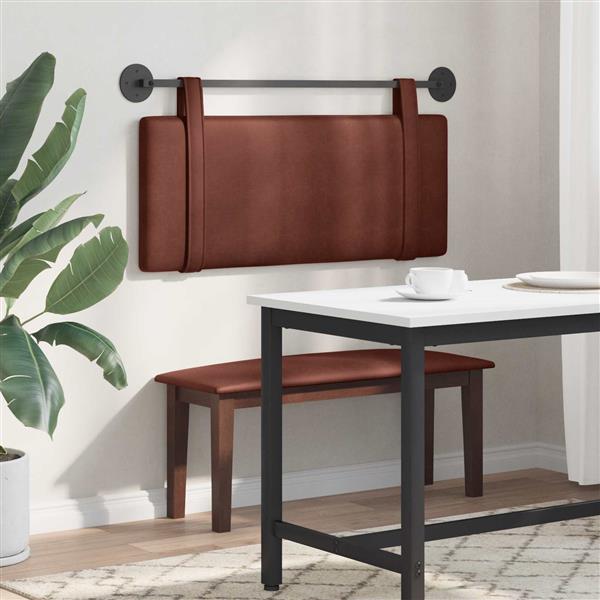 Grote foto vidaxl hangend hoofdeinde glanzend bruin 110 x 55 x 5 cm antiek pu antiek en kunst stoelen en banken