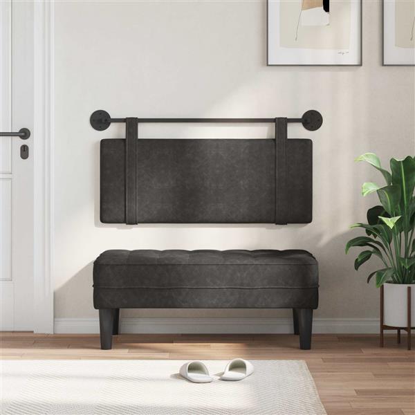 Grote foto vidaxl hangend hoofdeinde effen zwart 110 x 55 x 5 cm antiek pu antiek en kunst stoelen en banken