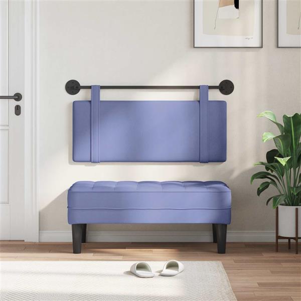 Grote foto vidaxl hangend hoofdeinde effen jeans blauw 110 x 55 x 5 cm stof antiek en kunst stoelen en banken