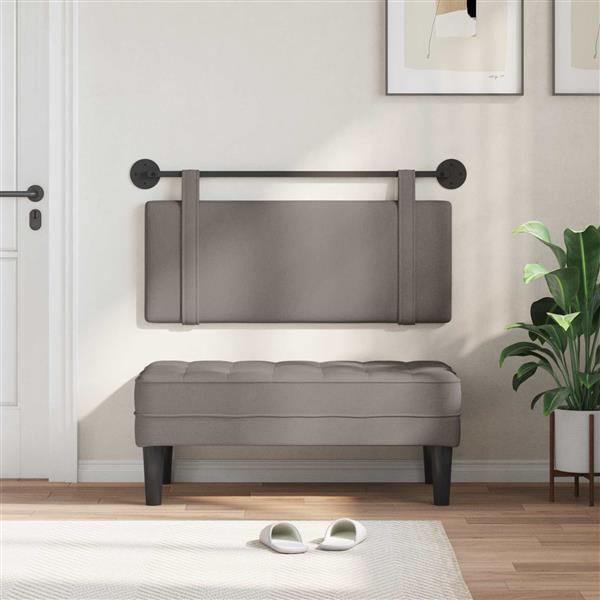 Grote foto vidaxl hangend hoofdeinde wandgemonteerd taupe 110 x 55 x 5 cm stof antiek en kunst stoelen en banken