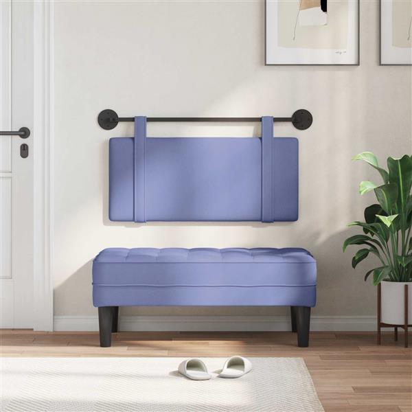 Grote foto vidaxl hangend hoofdeinde effen jeans blauw 90 x 55 x 5 cm stof antiek en kunst stoelen en banken