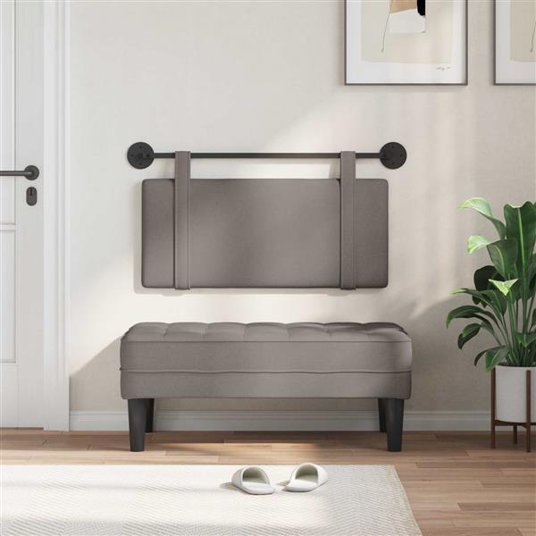 Grote foto vidaxl hangend hoofdeinde wandgemonteerd taupe 90 x 55 x 5 cm stof antiek en kunst stoelen en banken