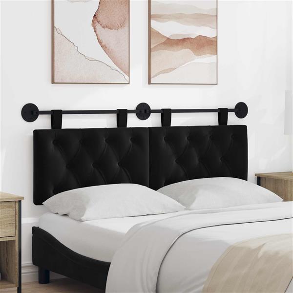 Grote foto vidaxl hangend hoofdeinde wandgemonteerd zwart 150 x 55 x 7 cm fluweel antiek en kunst stoelen en banken