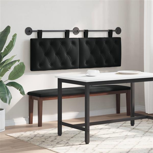Grote foto vidaxl hangend hoofdeinde wandgemonteerd zwart 150 x 55 x 7 cm fluweel antiek en kunst stoelen en banken