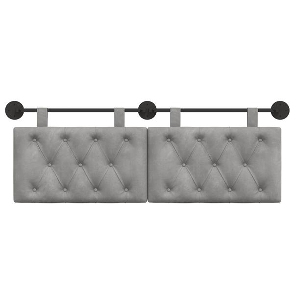 Grote foto vidaxl hangend hoofdeinde lichtgrijs 150 x 55 x 7 cm fluweel antiek en kunst stoelen en banken