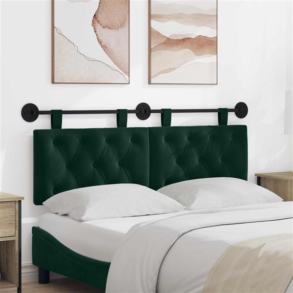 Grote foto vidaxl hangend hoofdeinde donkergroen 130 x 55 x 7 cm fluweel antiek en kunst stoelen en banken