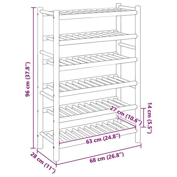 Grote foto vidaxl schoenenrek met plank met opslag naturel 68 x 28 x 96 cm bamboe huis en inrichting overige