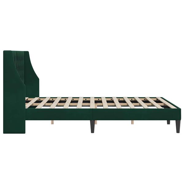 Grote foto vidaxl bedframe met hoofdeinde donkergroen 140 x 190 cm fluweel antiek en kunst stoelen en banken