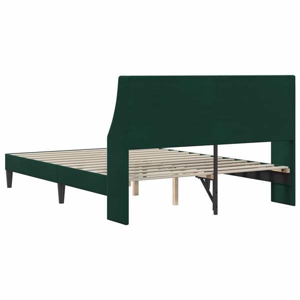 Grote foto vidaxl bedframe met hoofdeinde donkergroen 140 x 190 cm fluweel antiek en kunst stoelen en banken