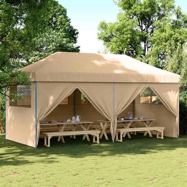 Grote foto vidaxl partytent beige 292 x 580 x 315 cm oxford stof tuin en terras overige tuin en terras