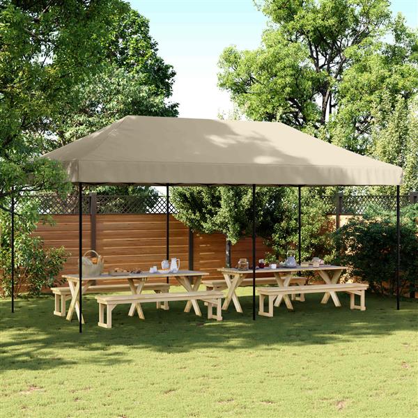 Grote foto vidaxl partytent taupe 292 x 580 x 315 cm oxford stof tuin en terras overige tuin en terras