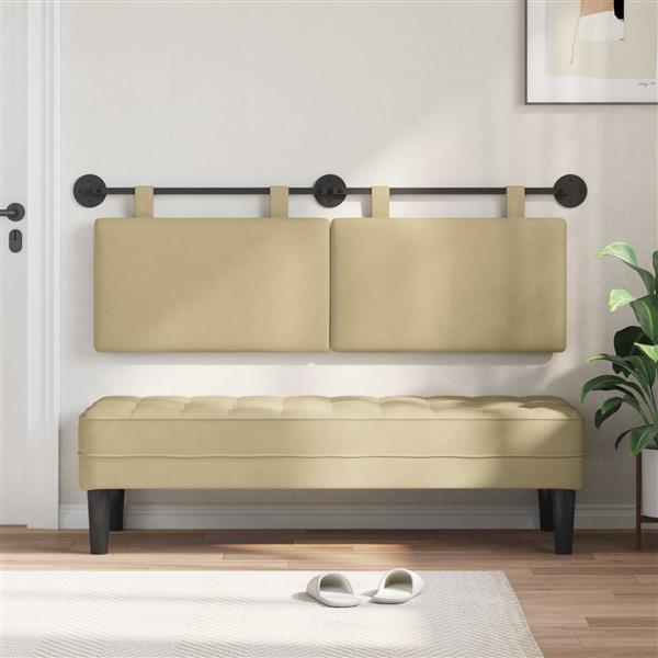 Grote foto vidaxl hangend hoofdeinde lichtgroen grijs 150 x 55 x 5 cm katoen stof antiek en kunst stoelen en banken