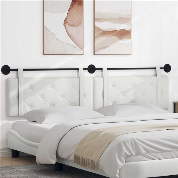 Grote foto vidaxl hangend hoofdeinde wandgemonteerd wit 210 x 55 x 5 cm nep leer antiek en kunst stoelen en banken