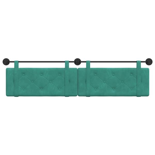 Grote foto vidaxl hangend hoofdeinde turquoise 210 x 55 x 5 cm fluweel antiek en kunst stoelen en banken